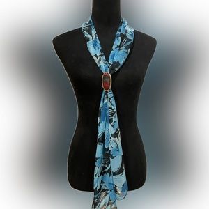 Tropical Scarf - Blues White Black
